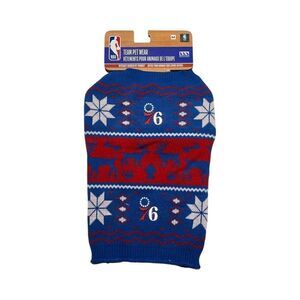 NBA Officially Licensed Philadelphia 76ers Petwear Knit Holiday Dog Sweater NWT